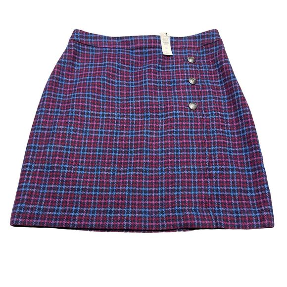 Talbots Plaid Skirt Womens Size 8 P Petite Wool Blend Button Scalloped Trim NWT - Picture 1 of 8